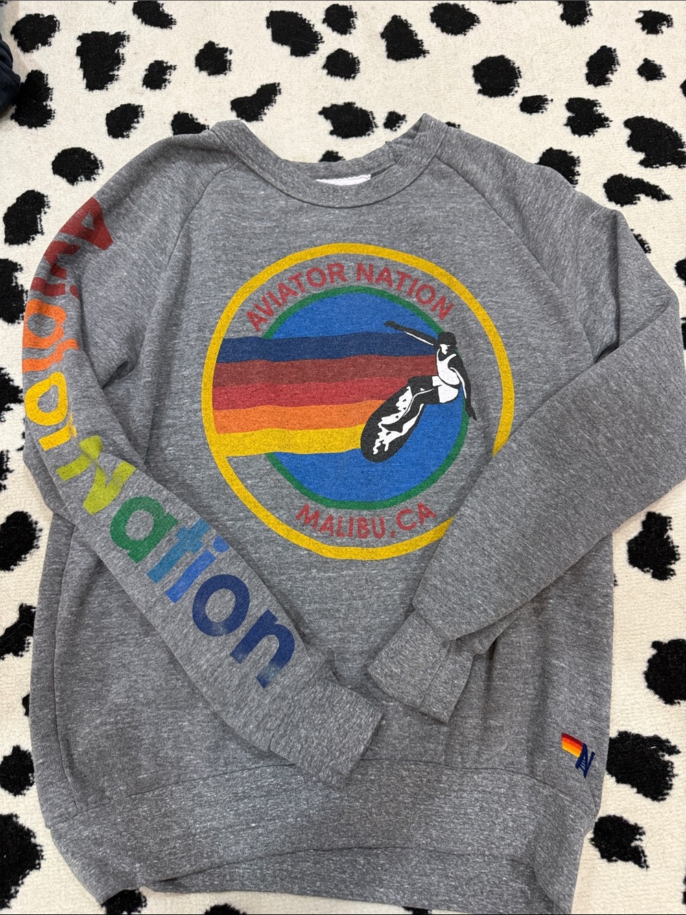 Aviator Nation Gray Rainbow Logo Sweatshirt